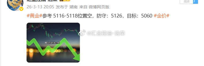 黄金5116位置空，现行情如期下跌，现报价5105位置，空单顺利浮盈110个点，