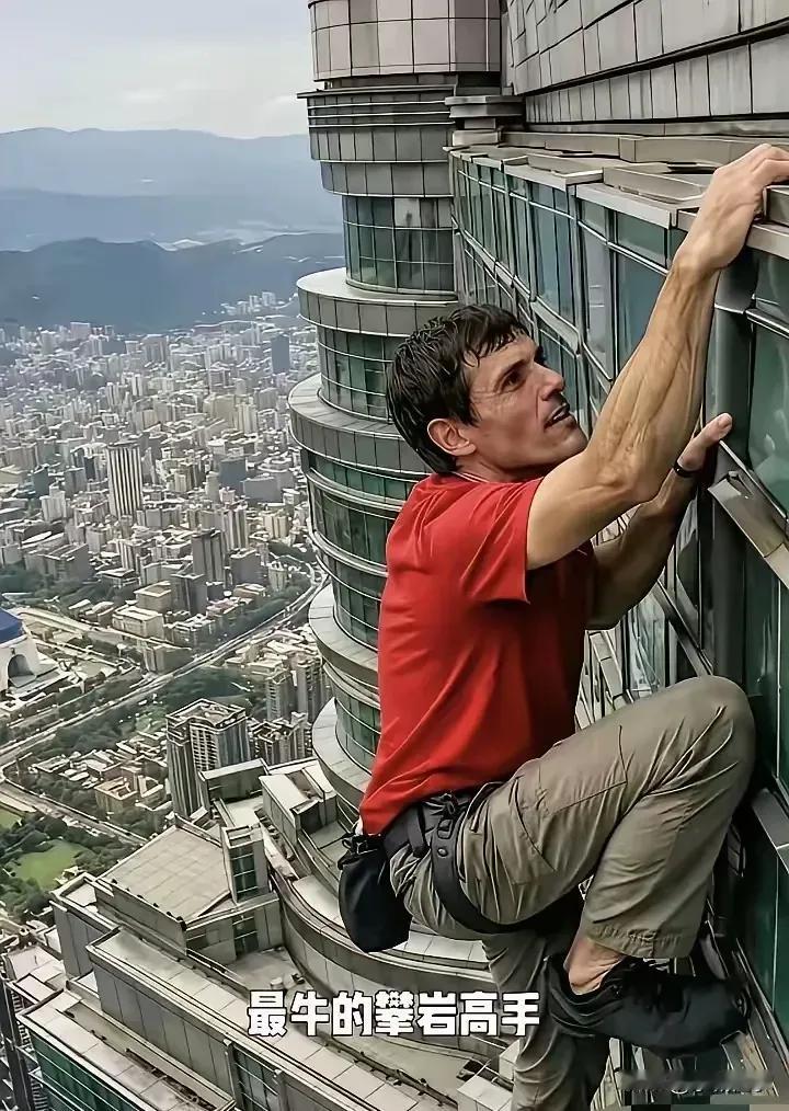 不借用任何工具，就这样爬上去了，关键是这个建筑物的质量没得说？
胆小鬼不怕大家笑