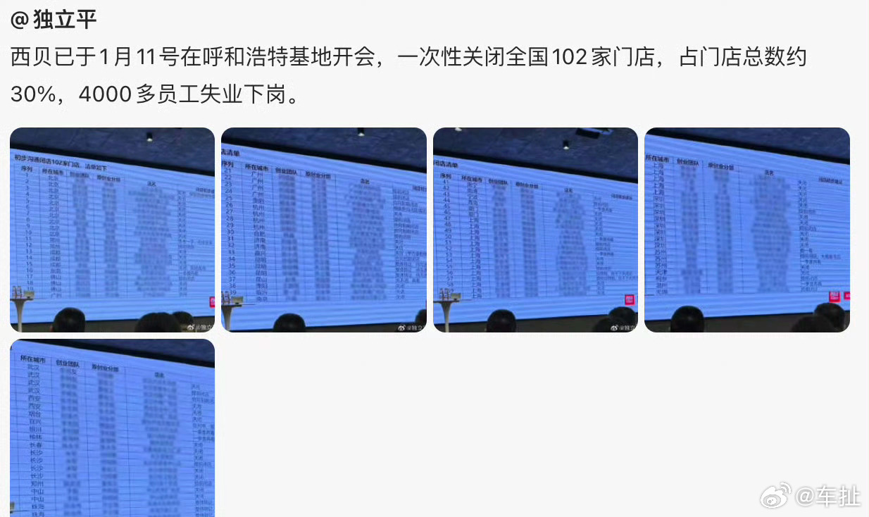 西贝将关闭102家门店 口碑不行了，毕竟有那么多其他选择，自然去吃西贝的人就少了