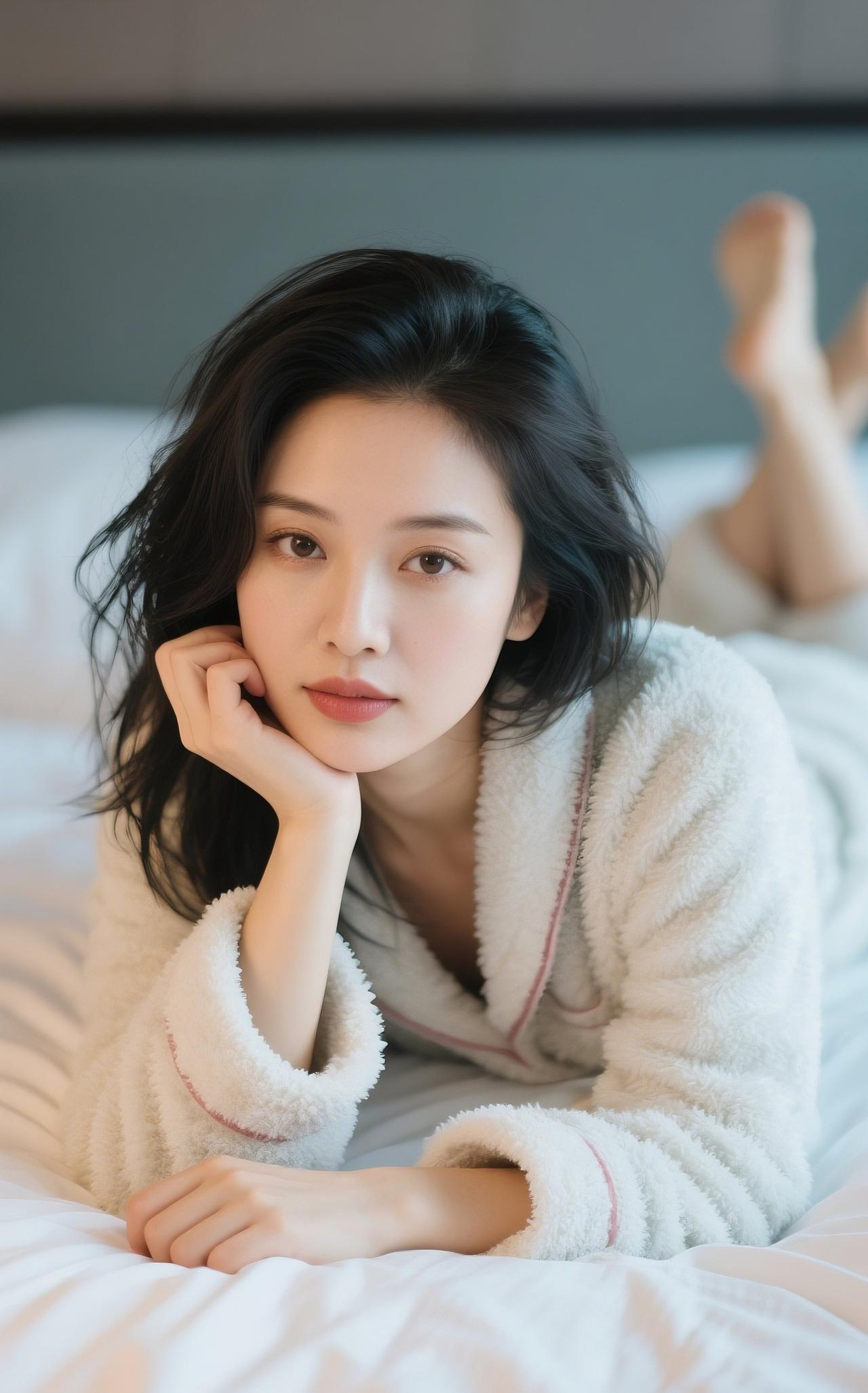 窝在床上，毛绒睡衣太治愈啦