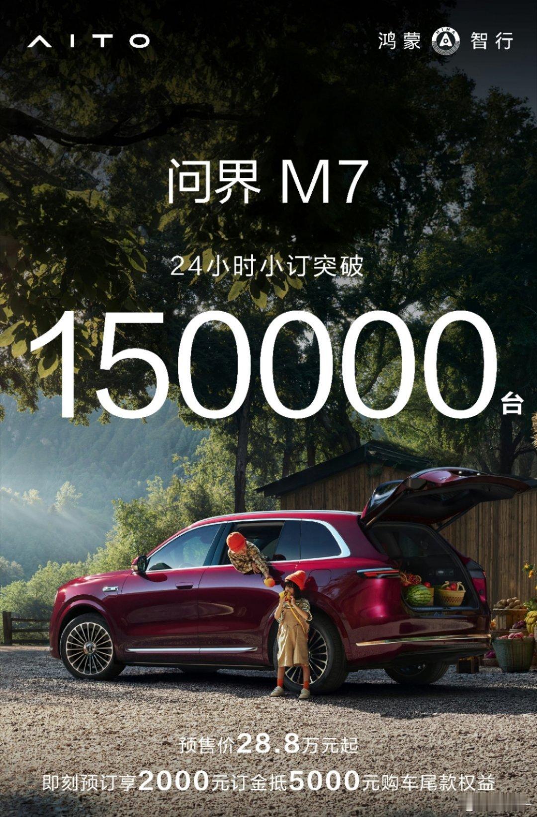 问界M7 24小时收获15w订单，恐怖如斯……接下来就看上市交付的速度了[并不简