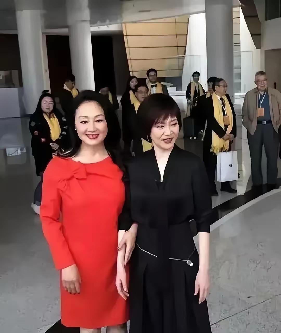 63岁的刘雪华与60岁的王姬同框，刘雪华气质绝佳，王姬却显得俗气。
王姬怎么也穿