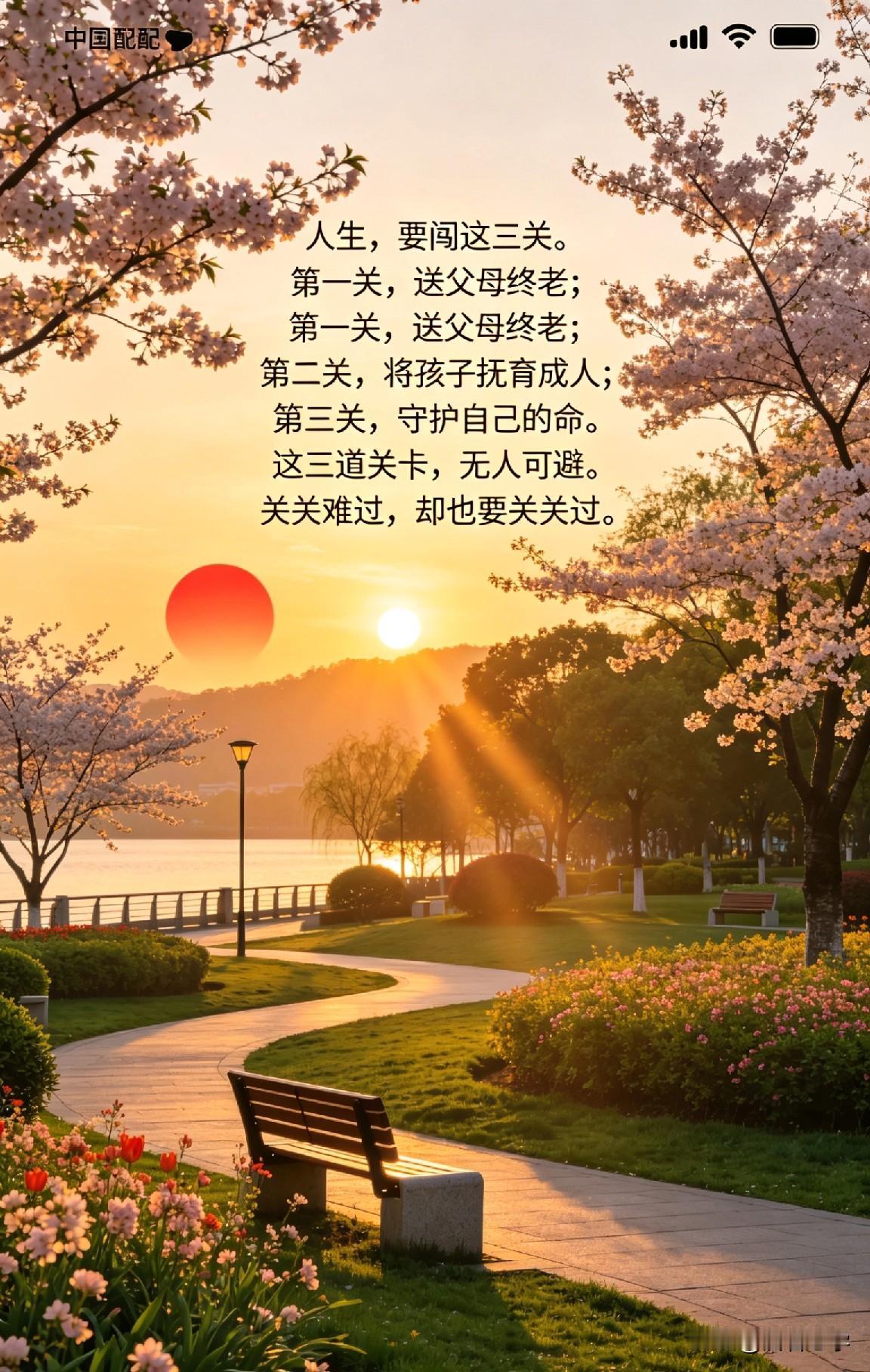 人生，要闯这三关。第一关，送父母终老；第二关，将孩子抚育成人；第三关，守护自己的