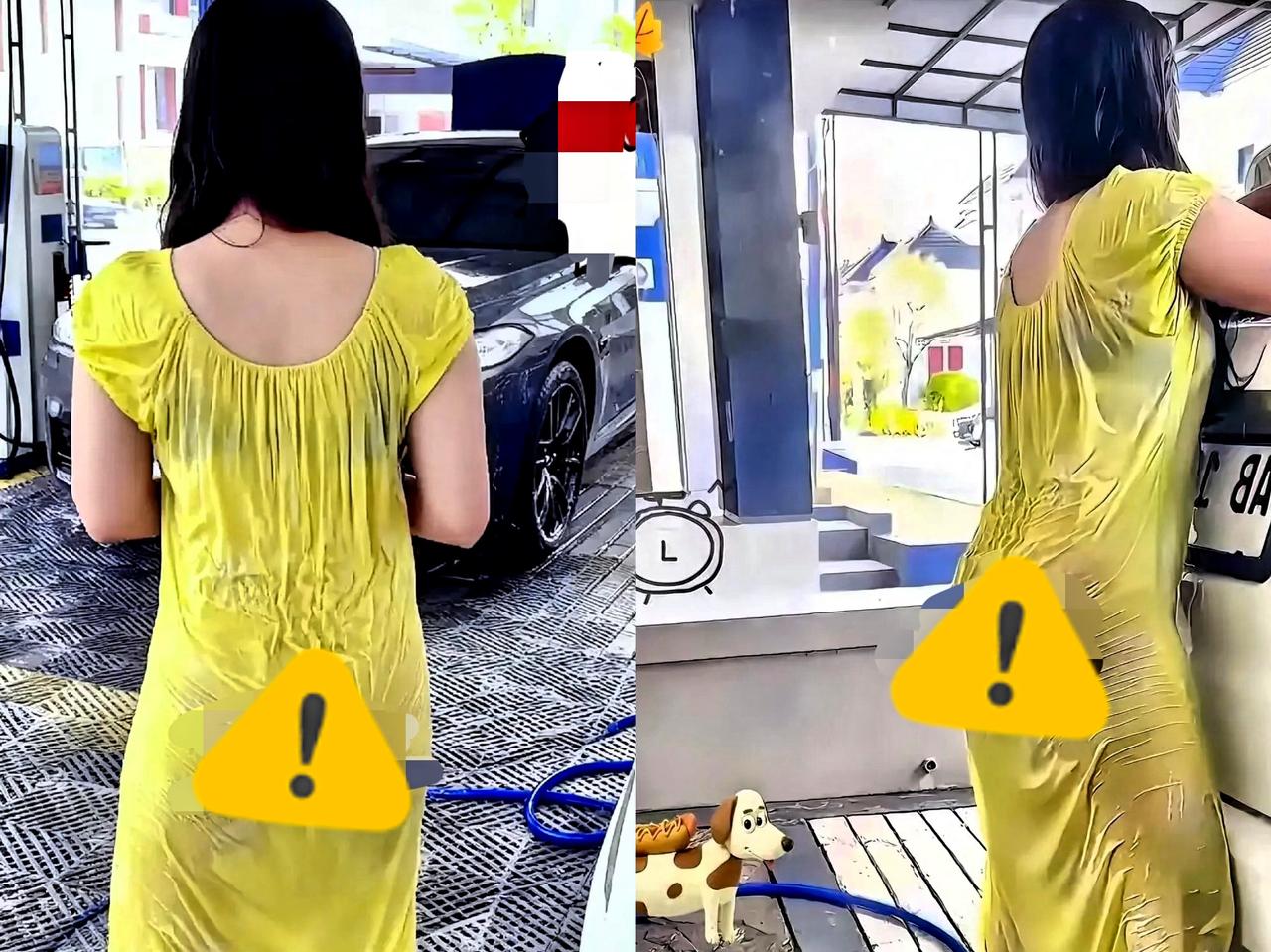 家人们谁懂啊！今天可太尴尬啦。今天老婆非抢着帮我洗车，我拦了三次都没拦住结果
