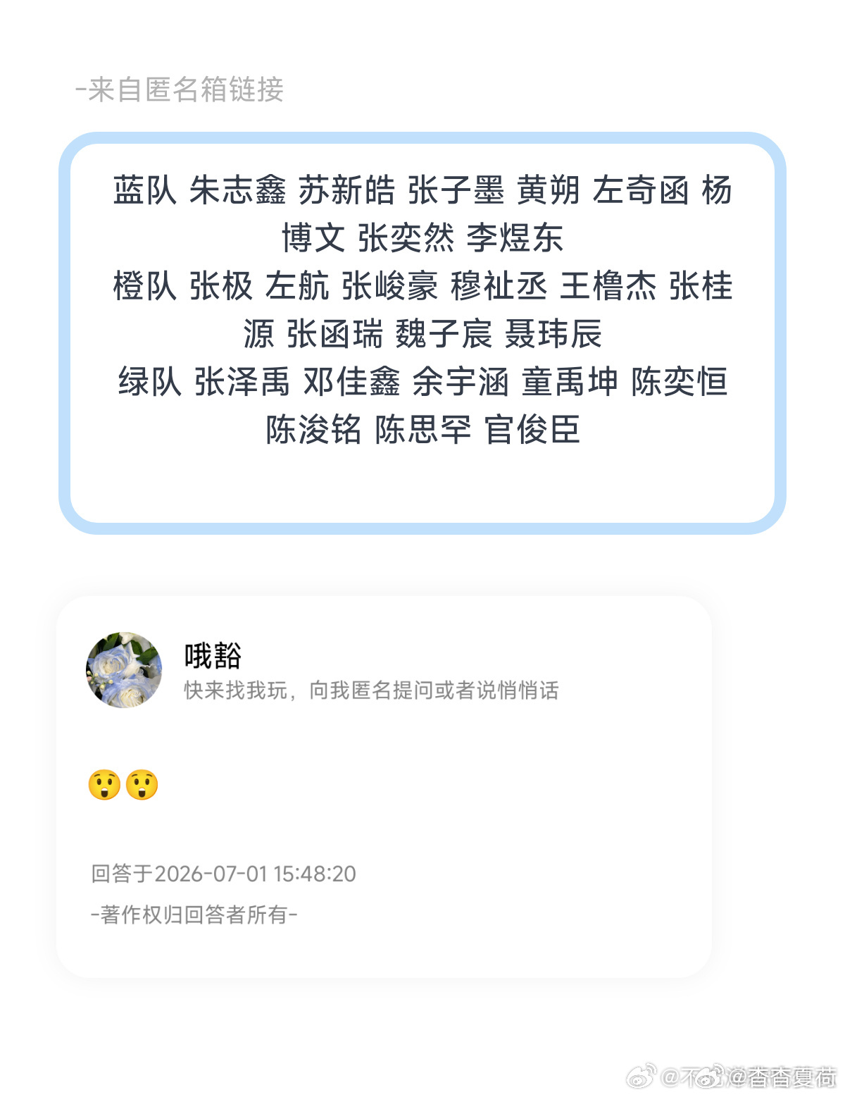 张泽禹蓝队分队选择环节很多人感到惊喜，张泽禹坚定选择蓝队，和队员彼此扶持互相鼓励