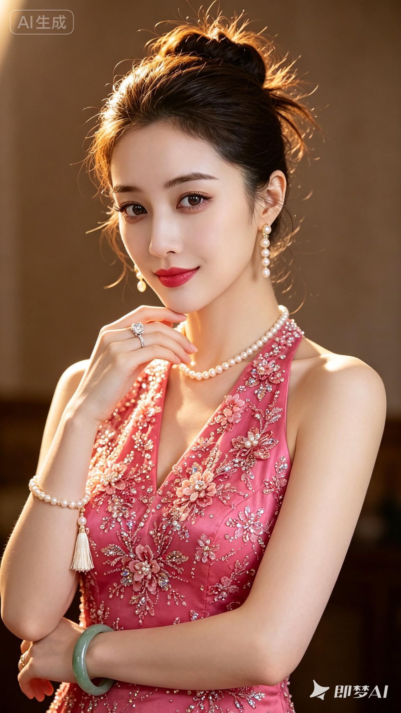 优雅红裙，闪耀珠宝，气质女神，尽显魅力！