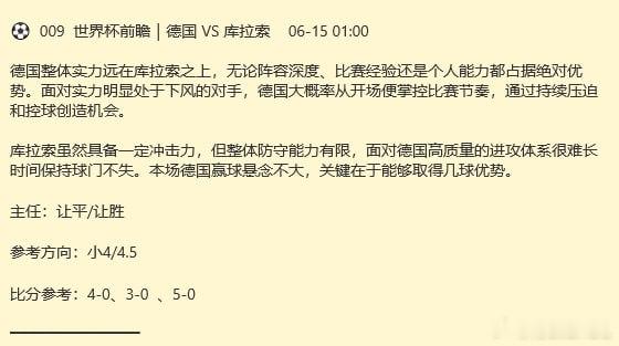 村长足球 世界杯大比分 德国 VS 库拉索