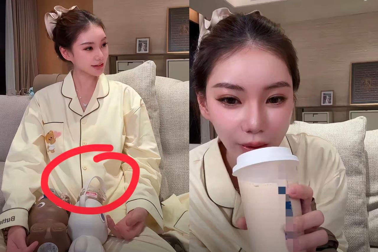 马筱梅好孕来了?
昨晚，她穿睡衣出来直播了。
她盘坐在沙发上，肚子已经很明显了，