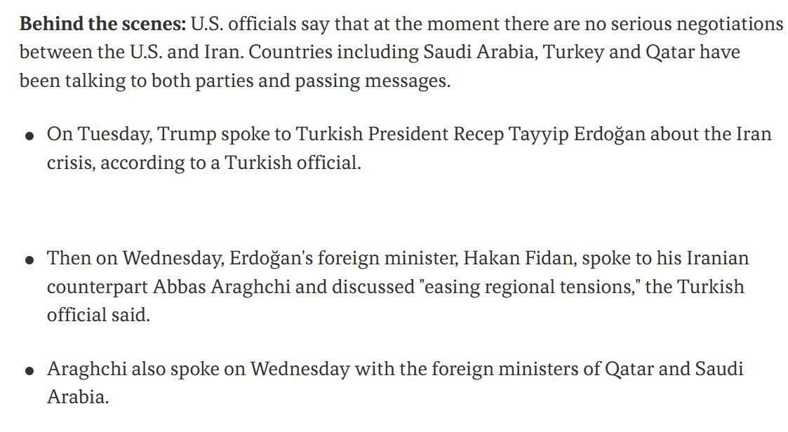 美国官员向Axios透露，目前美国与伊朗之间并未进行任何严肃的谈判，不过沙特阿拉