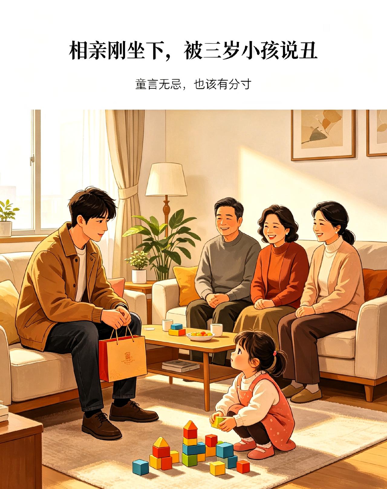 江苏一小伙上门相亲，刚坐下没两分钟，女方3岁的小侄女抬头看了他一眼，奶声奶气地问