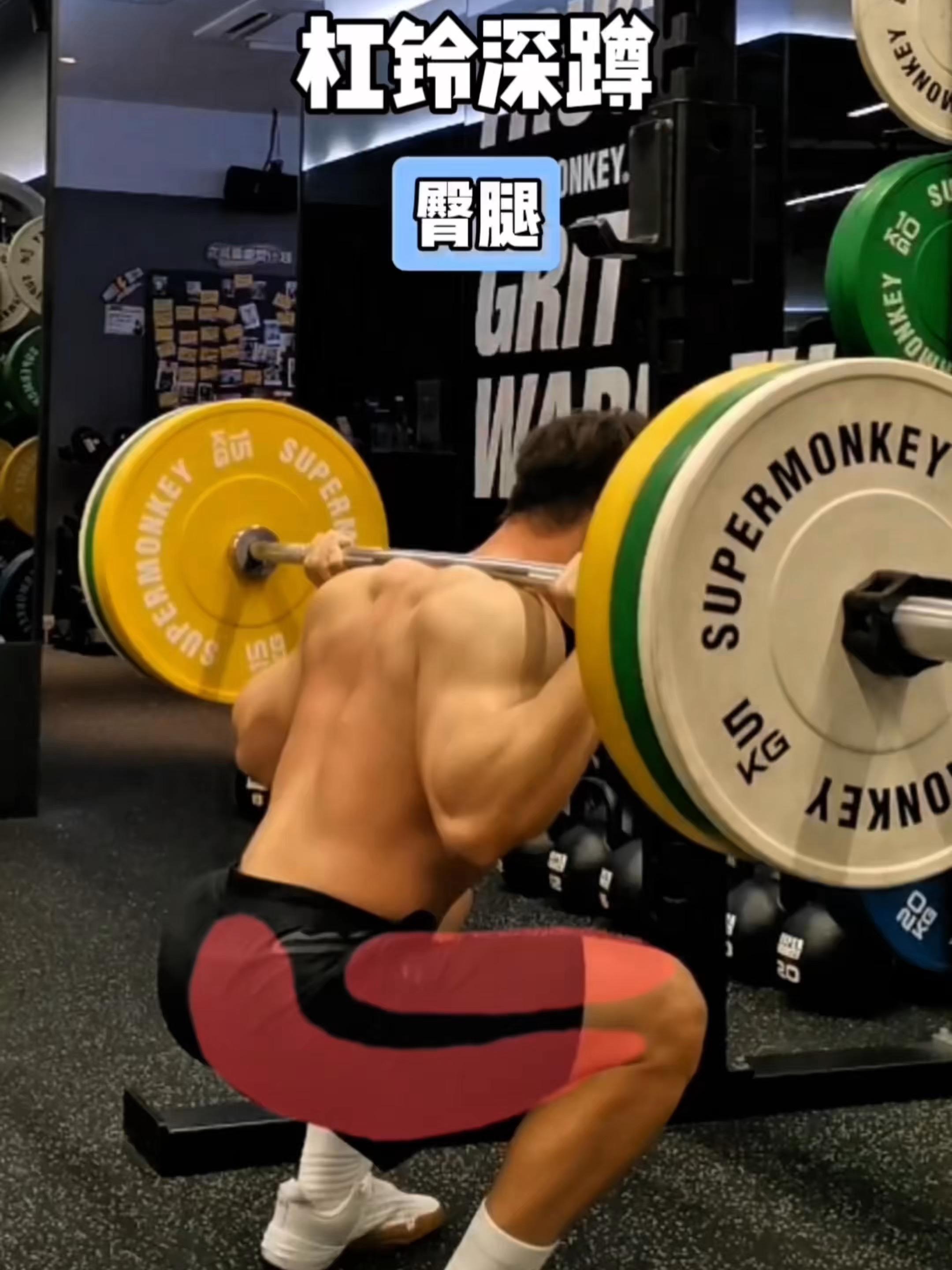 杠铃颈后深蹲，保姆级教程！ 1️⃣目标肌群 杠铃颈后深蹲，臀腿 2️⃣...
