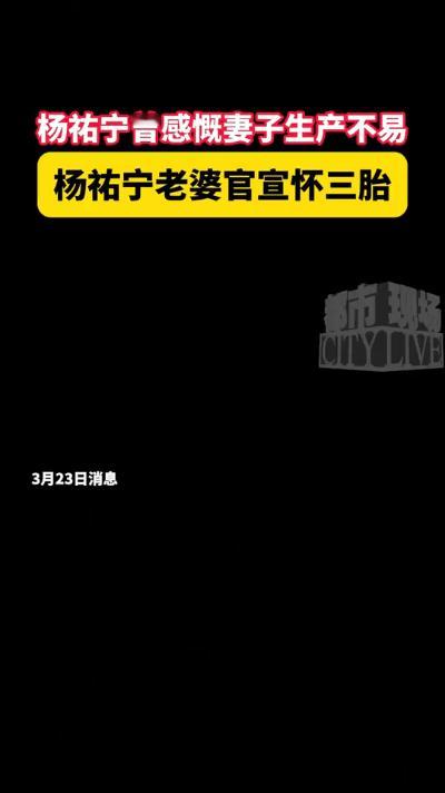 杨祐宁的老婆官宣怀上三胎，这一喜讯传来实在令人惊喜！他们二人感情甚为甜蜜，家庭幸