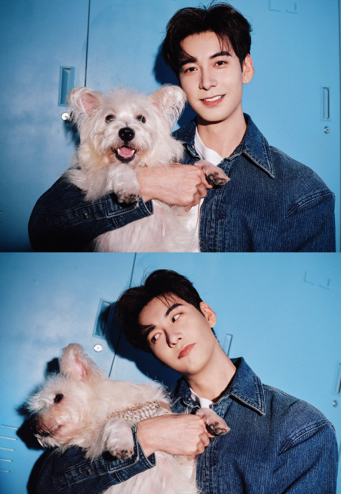 陈星旭图中几只小狗 陈星旭牛仔look和狗狗合照~狗友求偶遇[挤眼][挤眼] ​