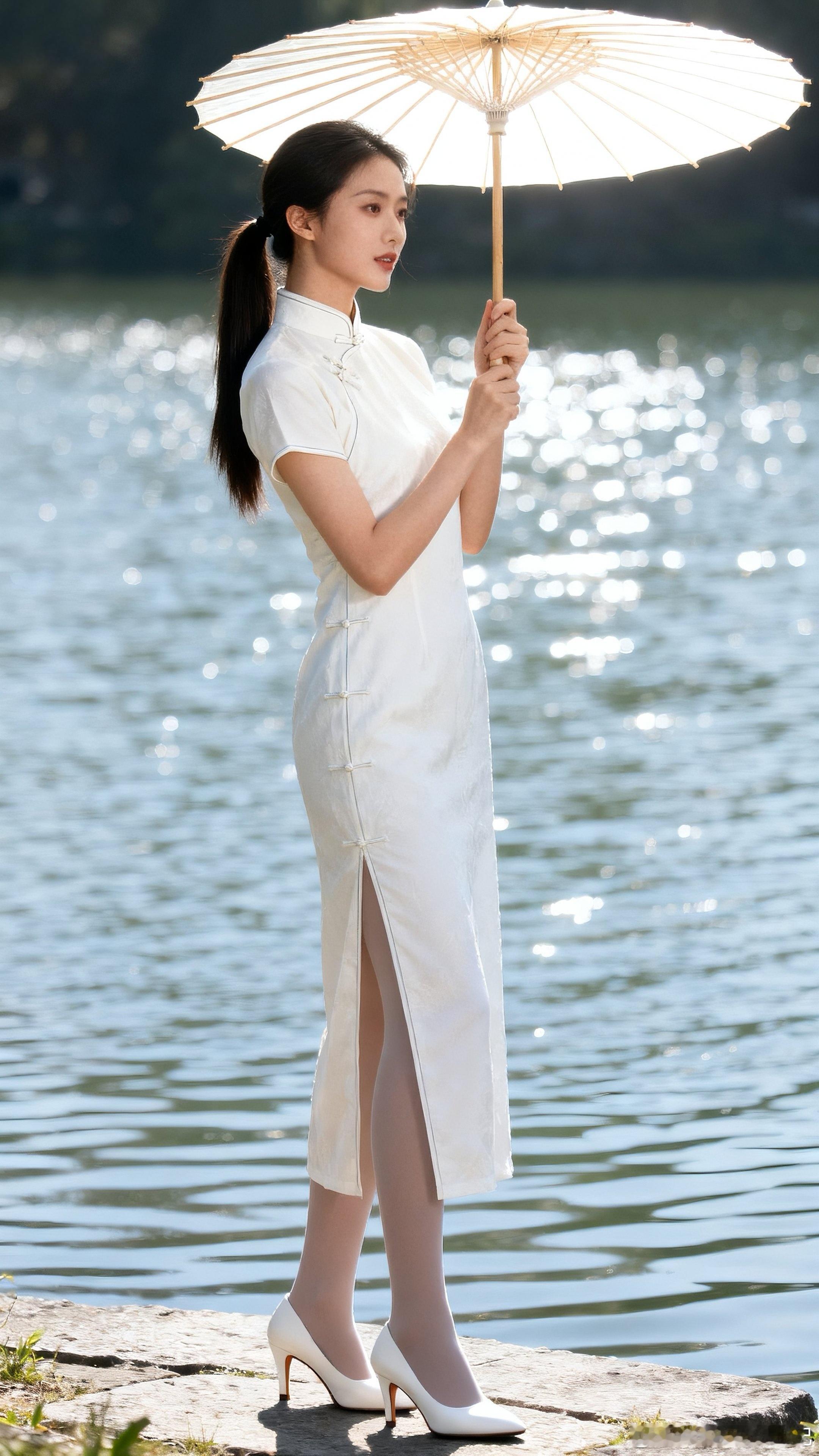 精彩人像[超话] 旗袍在身，水波涟漪美女 ​​​