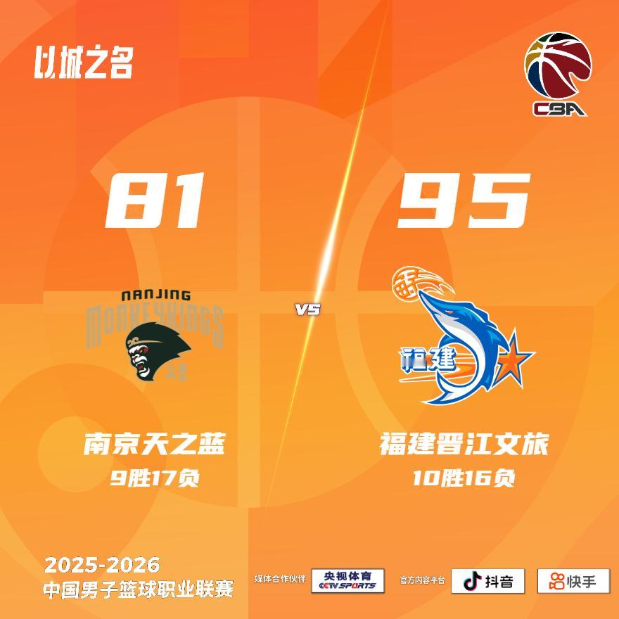 南京天之蓝 81-95 福建晋江文旅 同曦男篮vs福建男篮
南京天之蓝：马温24