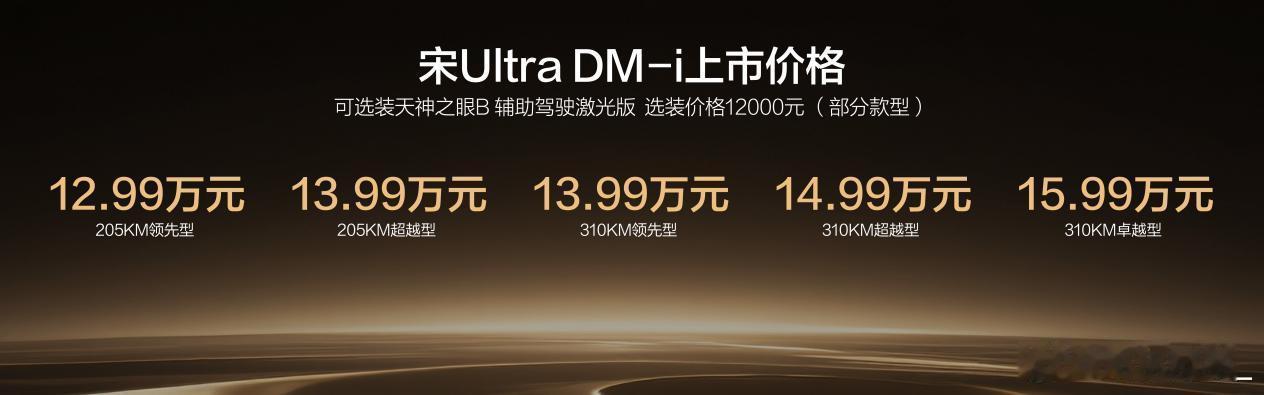 宋Ultra DM-i正式上市，12.99万起。310公里纯电续航，把B级插混S
