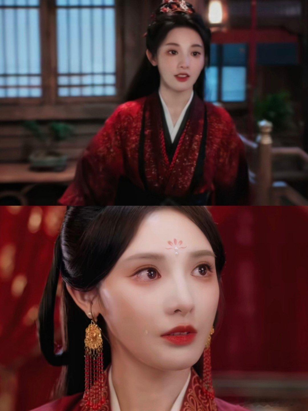 彭小苒穿着她的红衣杀回来了！从潇洒斗篷到凤冠霞帔，红衣适配度好高，凌苍苍这次又惊