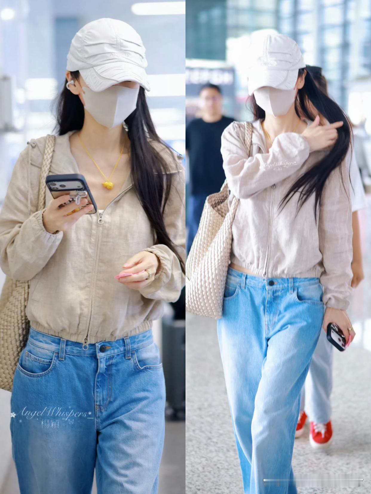 Angelababy带火一种“老钱穿搭”，亚麻夹克搭黄金葫芦好美好少女 
