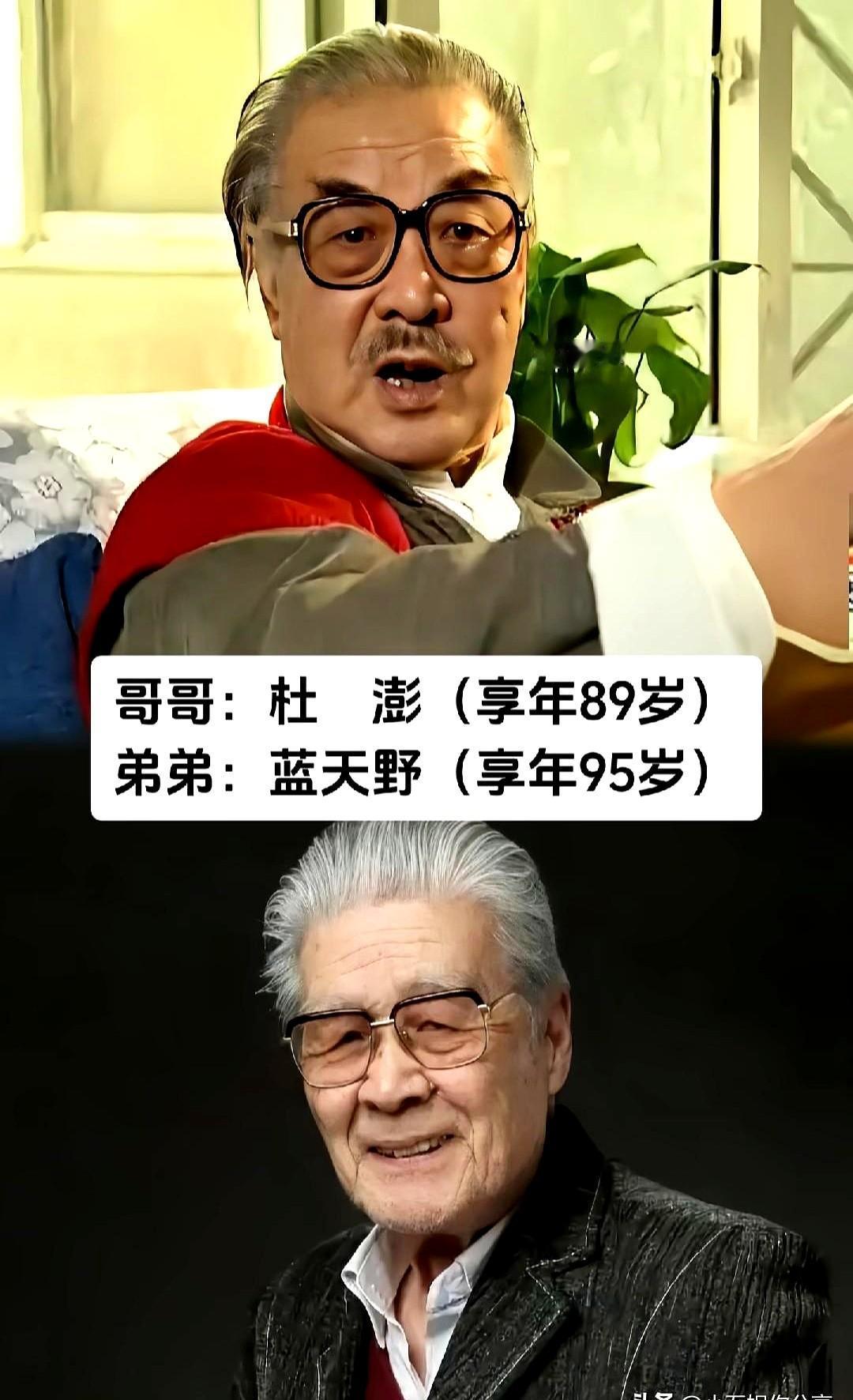 看了一辈子老电影，多少人到今天才知道，蓝天野和杜澎居然是一个娘胎里出来的亲兄弟。