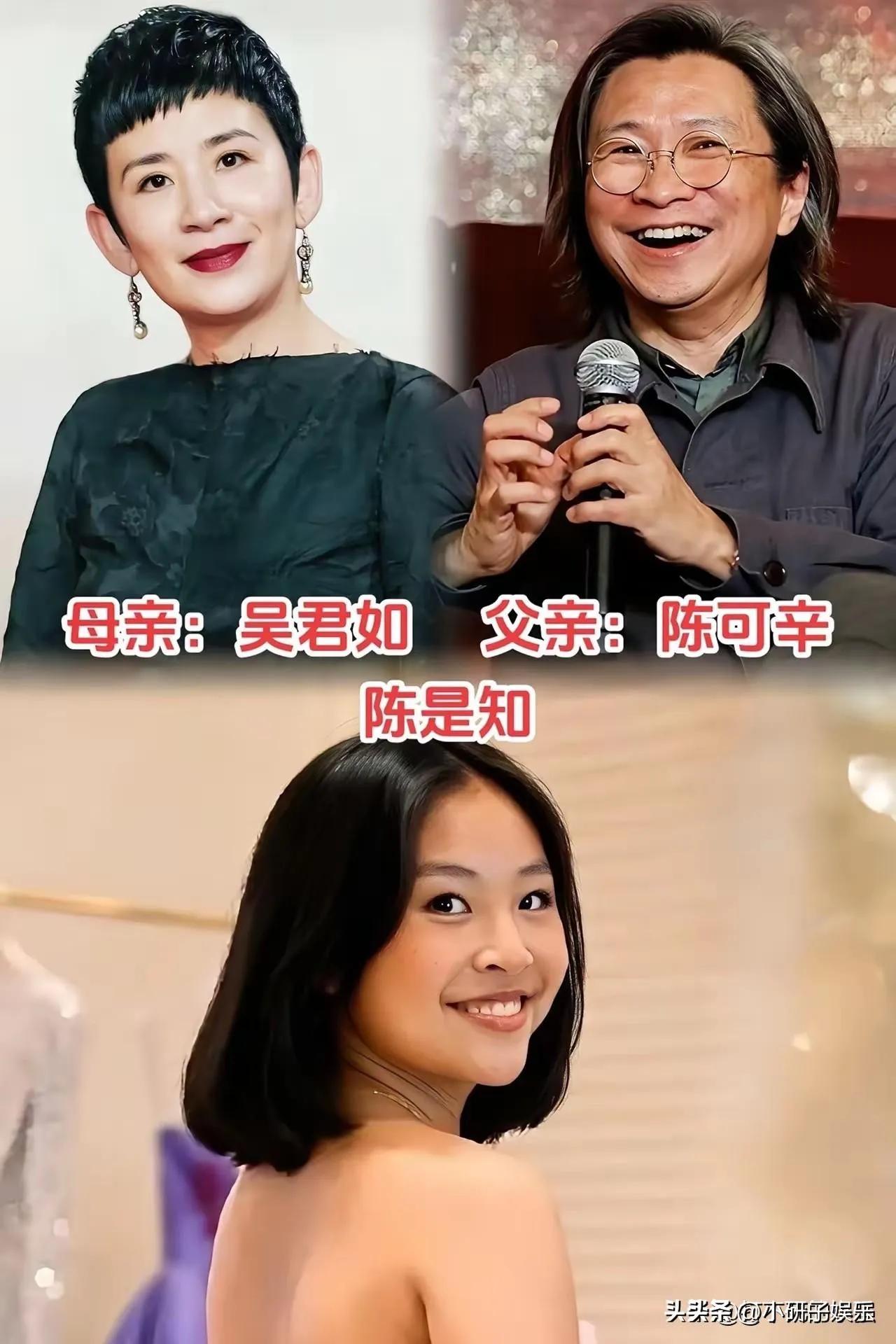 明星一家三口
吴君如一家在伦敦观看演唱会，18岁的女儿陈是知与父母同框，五官大气
