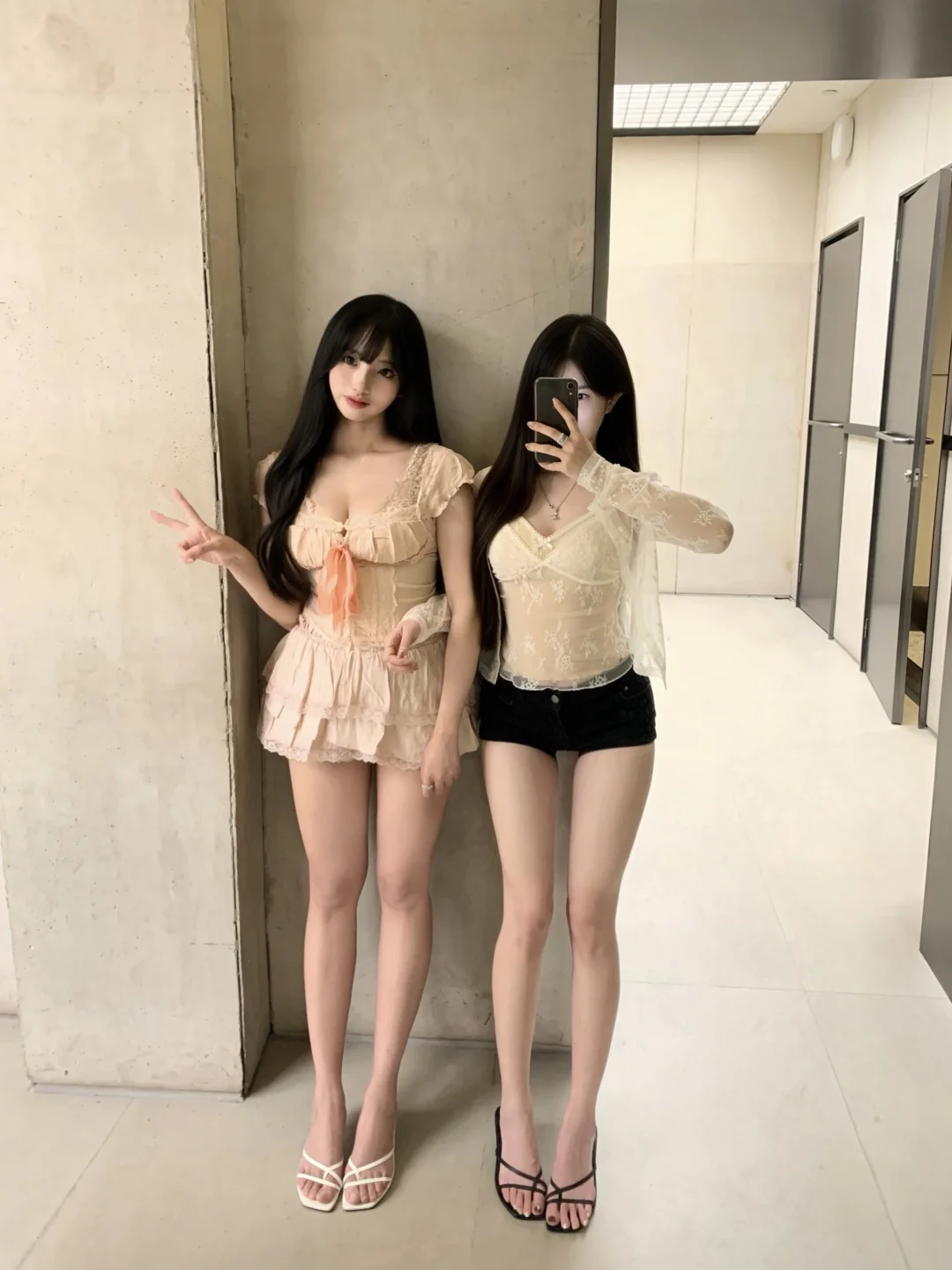 和姐妹约会的3套look