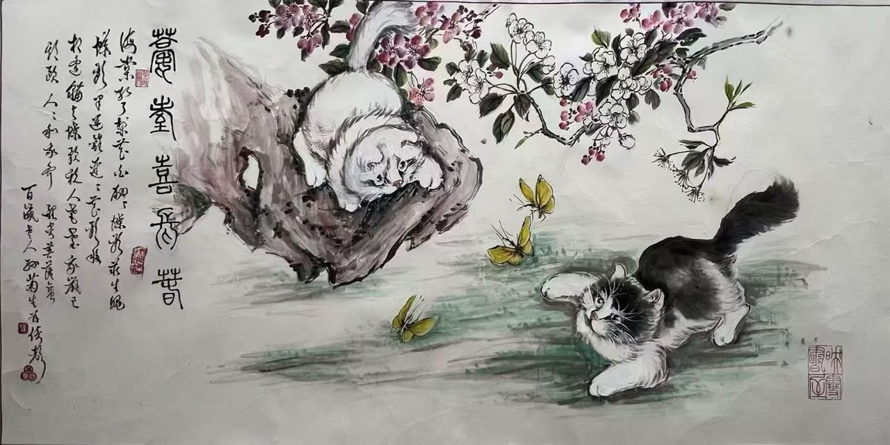孙菊生精品猫，带作者本人合影
          136x68cm