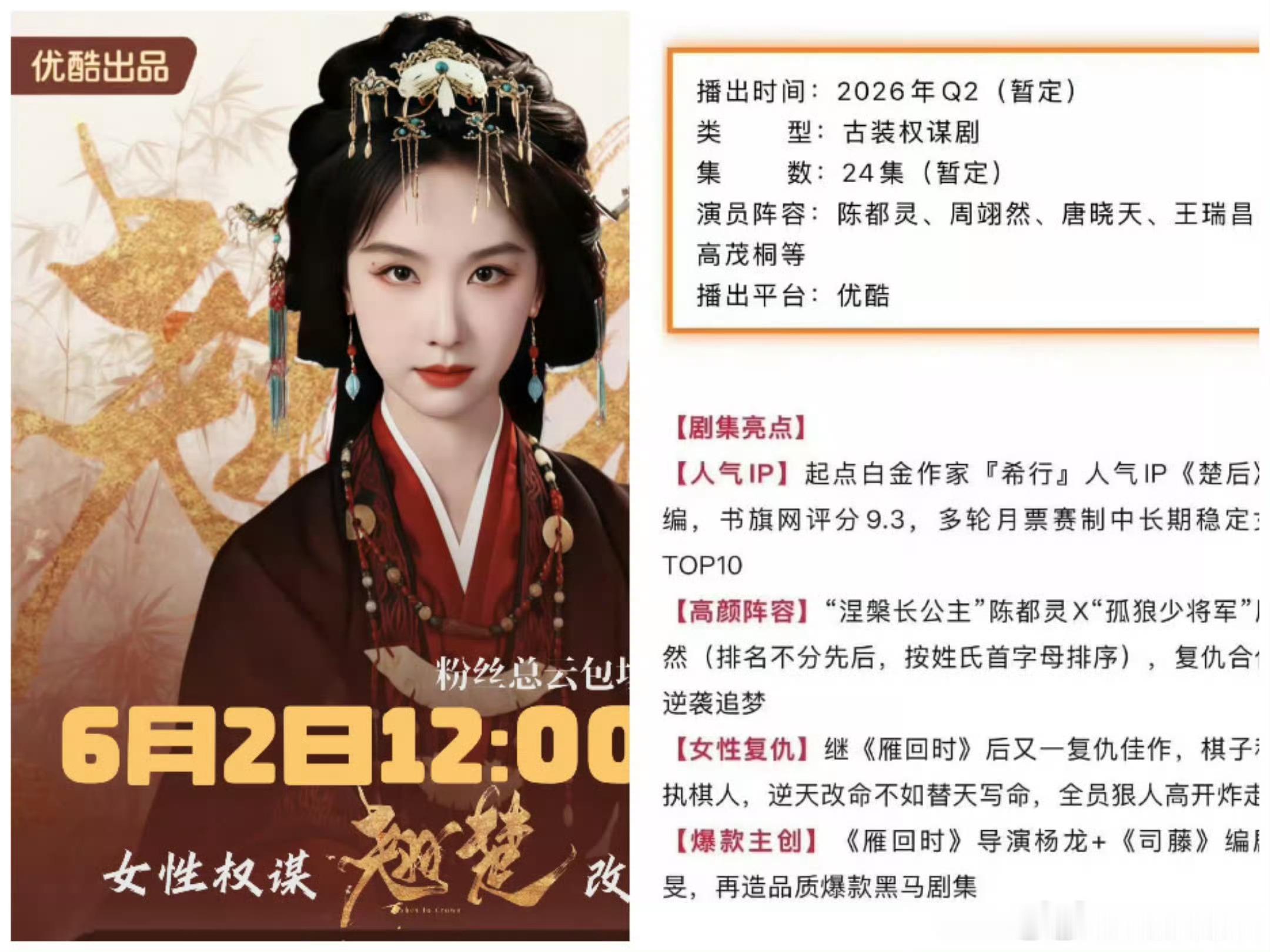 翘楚开播前明明是女性权谋，怎么现在又说古偶了