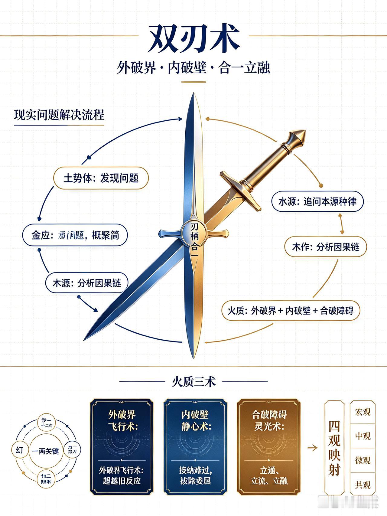 凡尘修炼：五行九阶种律思维。这套思维体系
将世间万物
拆解为金木水火土五大维度