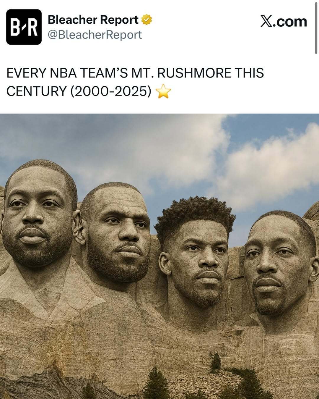 据Bleacher Report评选，迈阿密热火队的“总统山”（2000-202