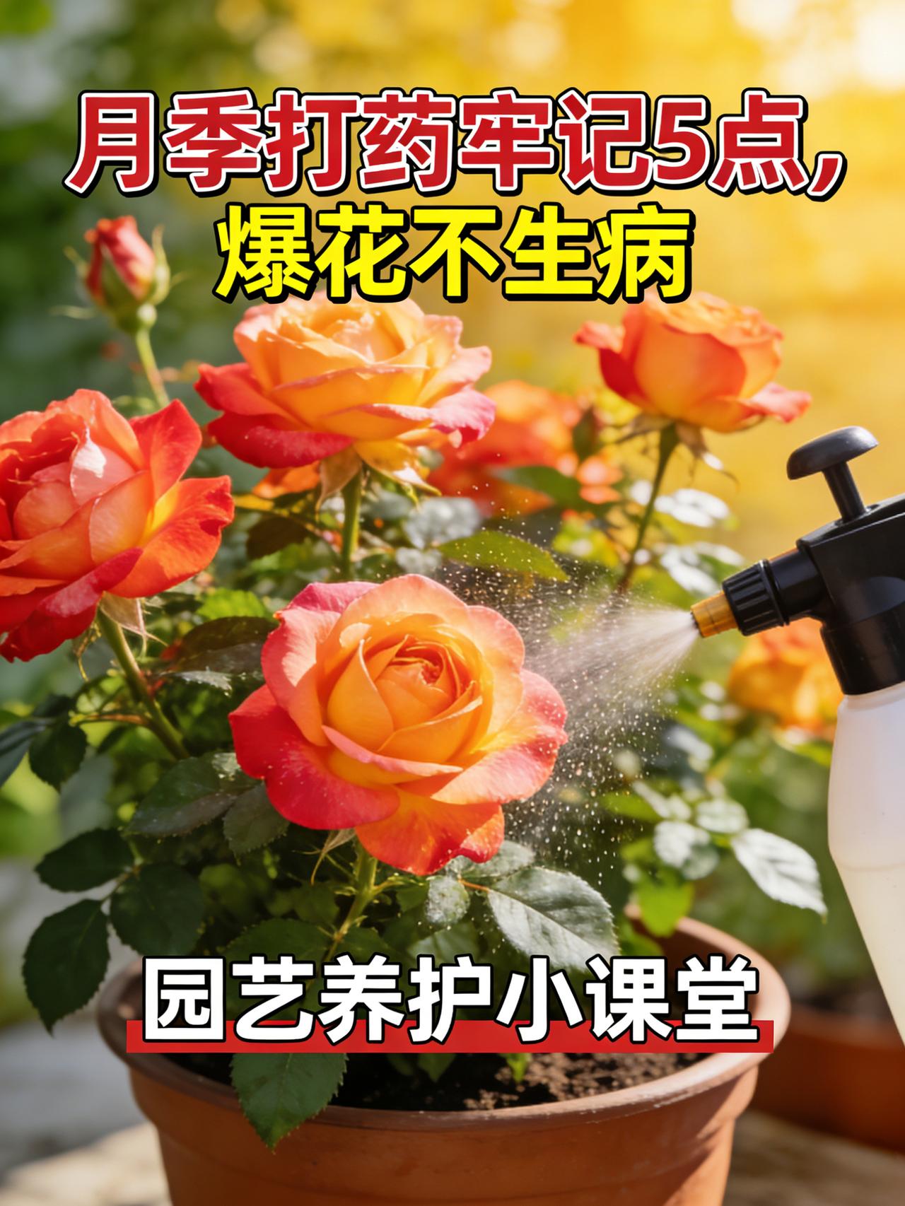 月季打药牢记5点，爆花不生病💪
月季养护 月季病虫害防治 养花小技巧 园艺干货
