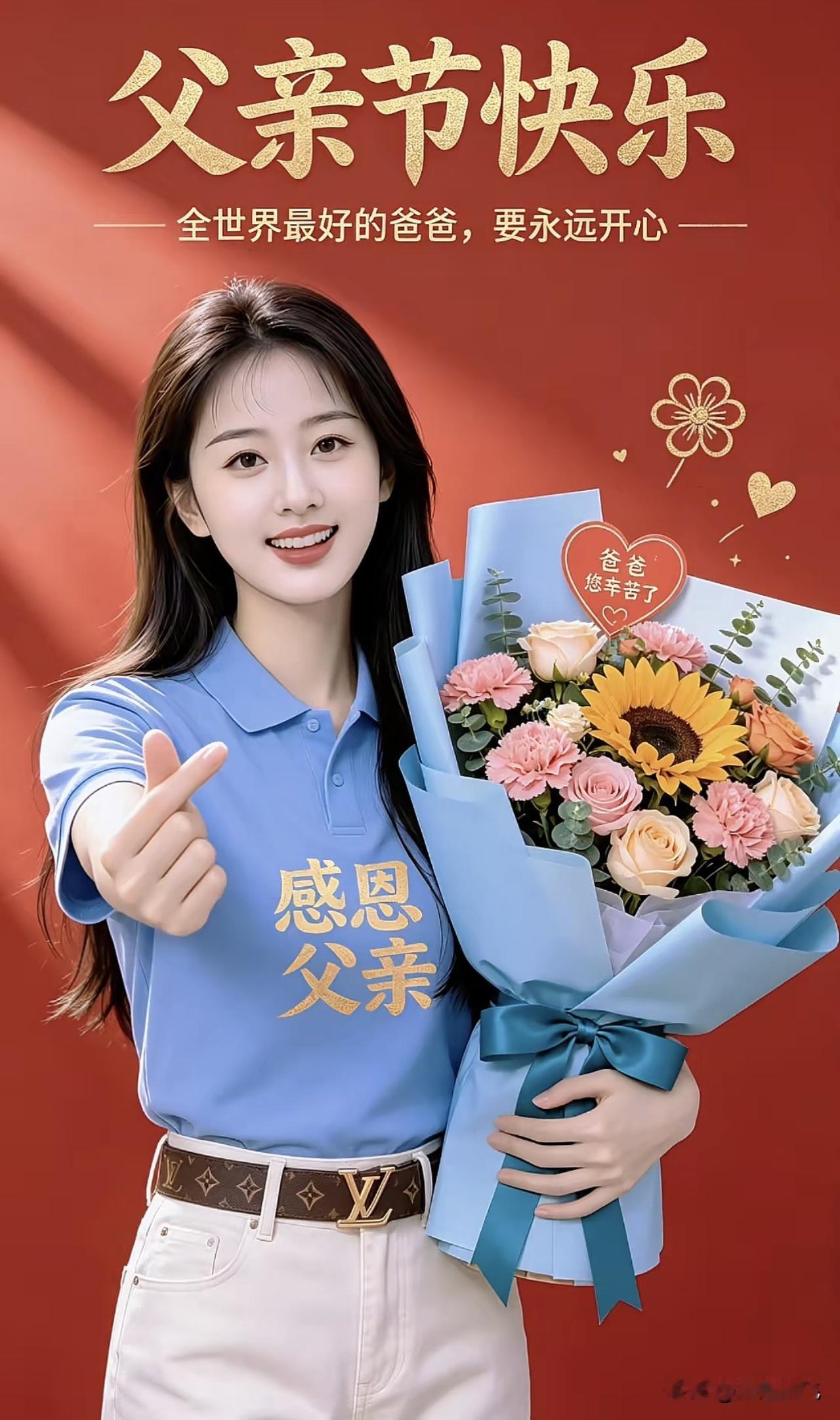 父亲节快乐！感恩父亲，愿您永远开心！🌻💐💐💐对父母心怀感恩 爸爸身体安康