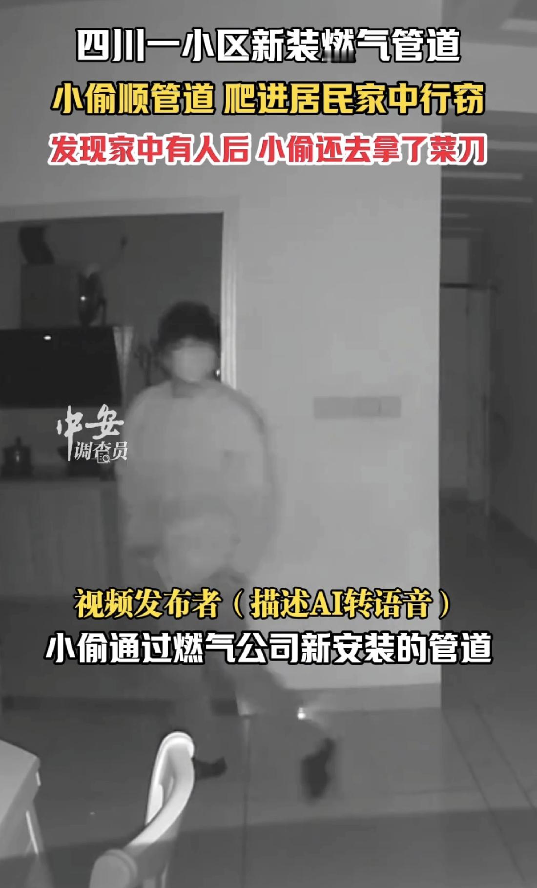 万万没想到！四川宜宾，某小区内，一名小偷竟然顺着新安装的燃气管道爬到20楼和24