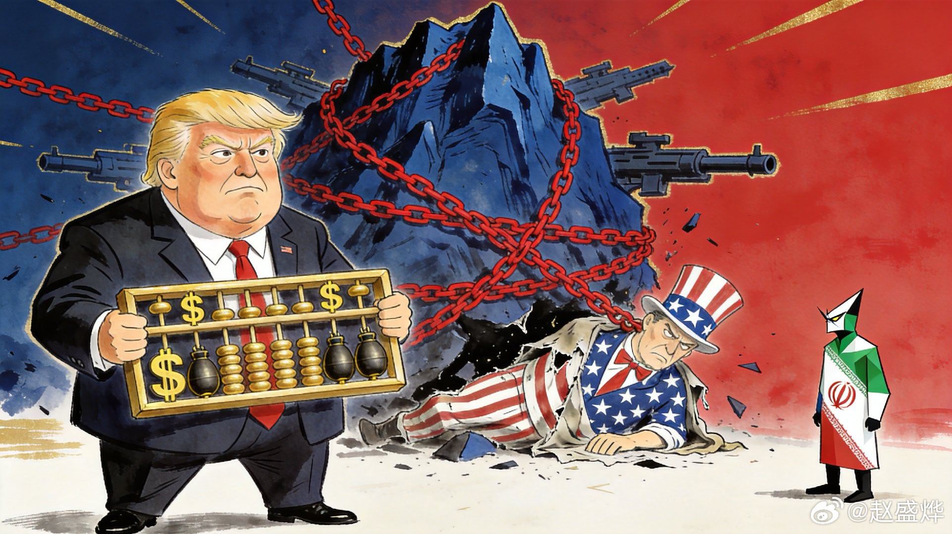 特朗普说他在"低调处理"伊朗——我信你个鬼先看一个数据：美国联邦政府目前债务约3