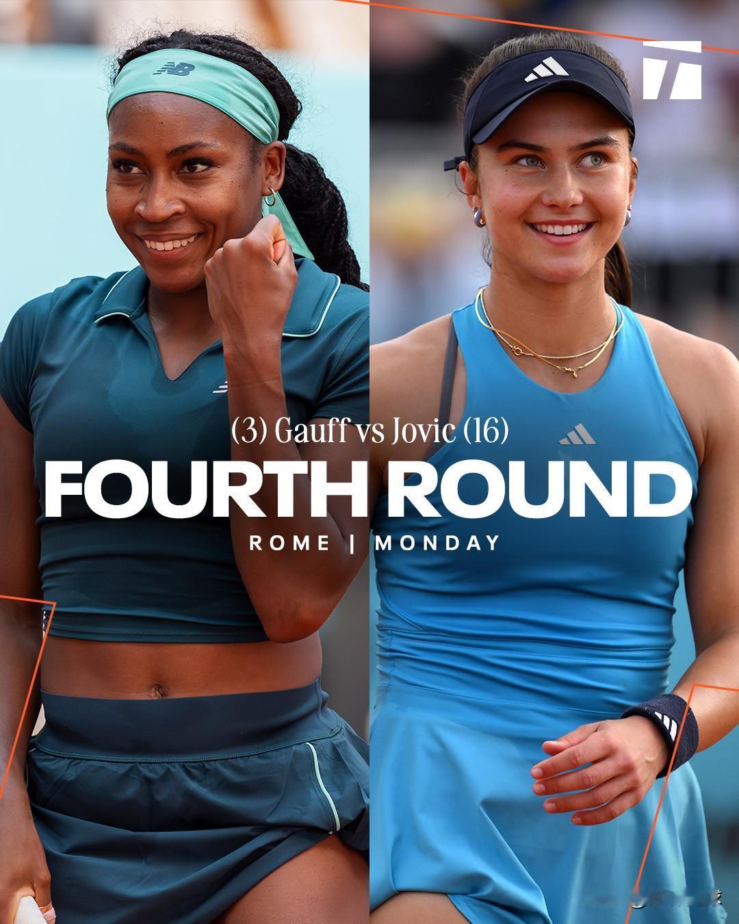 WTA1000罗马产生16强，
今晚和明日凌晨开启第四轮。
👇焦点战：
18：