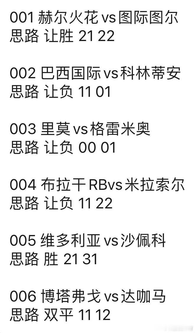 诚嘉今日思路！！！001 赫尔火花vs图际图尔思路 让胜 21 22002 巴西