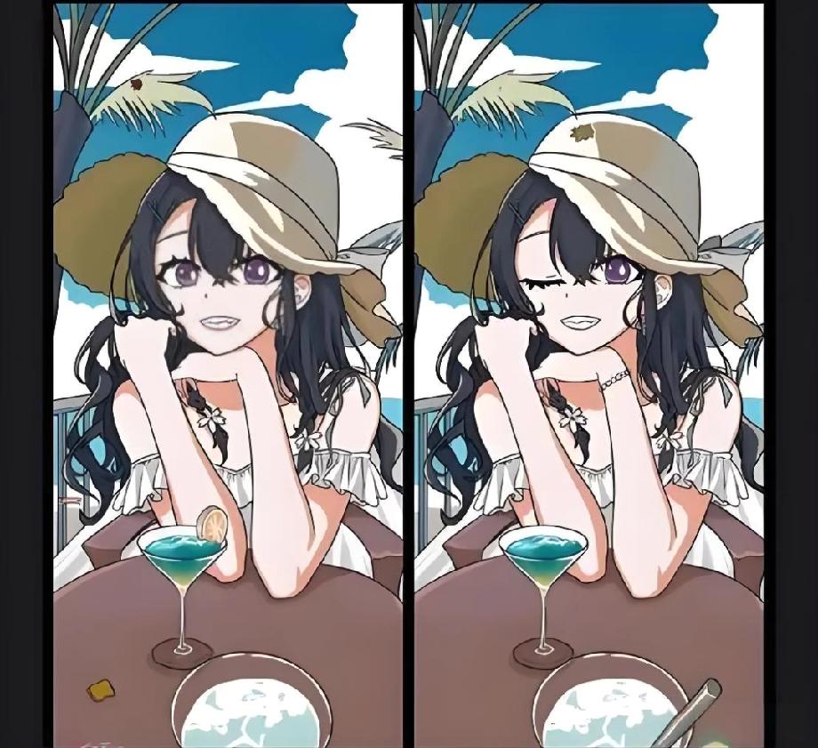 这组“海边少女”的细节对比图火了，90%的人没发现区别，你能看出几处？