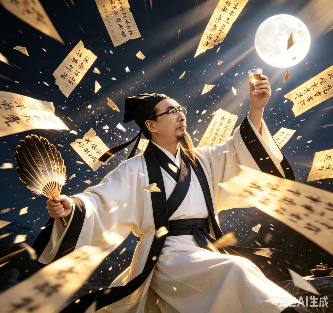 七言古风·醉梦神游越千年
文｜孙玉良
醉后忽梦，与青莲、少陵、东坡、庄生同游，醒