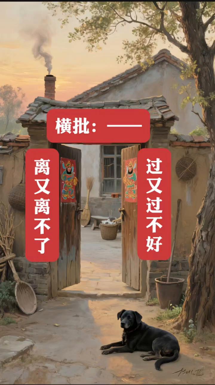 横批：离又离不了，过又过不好。