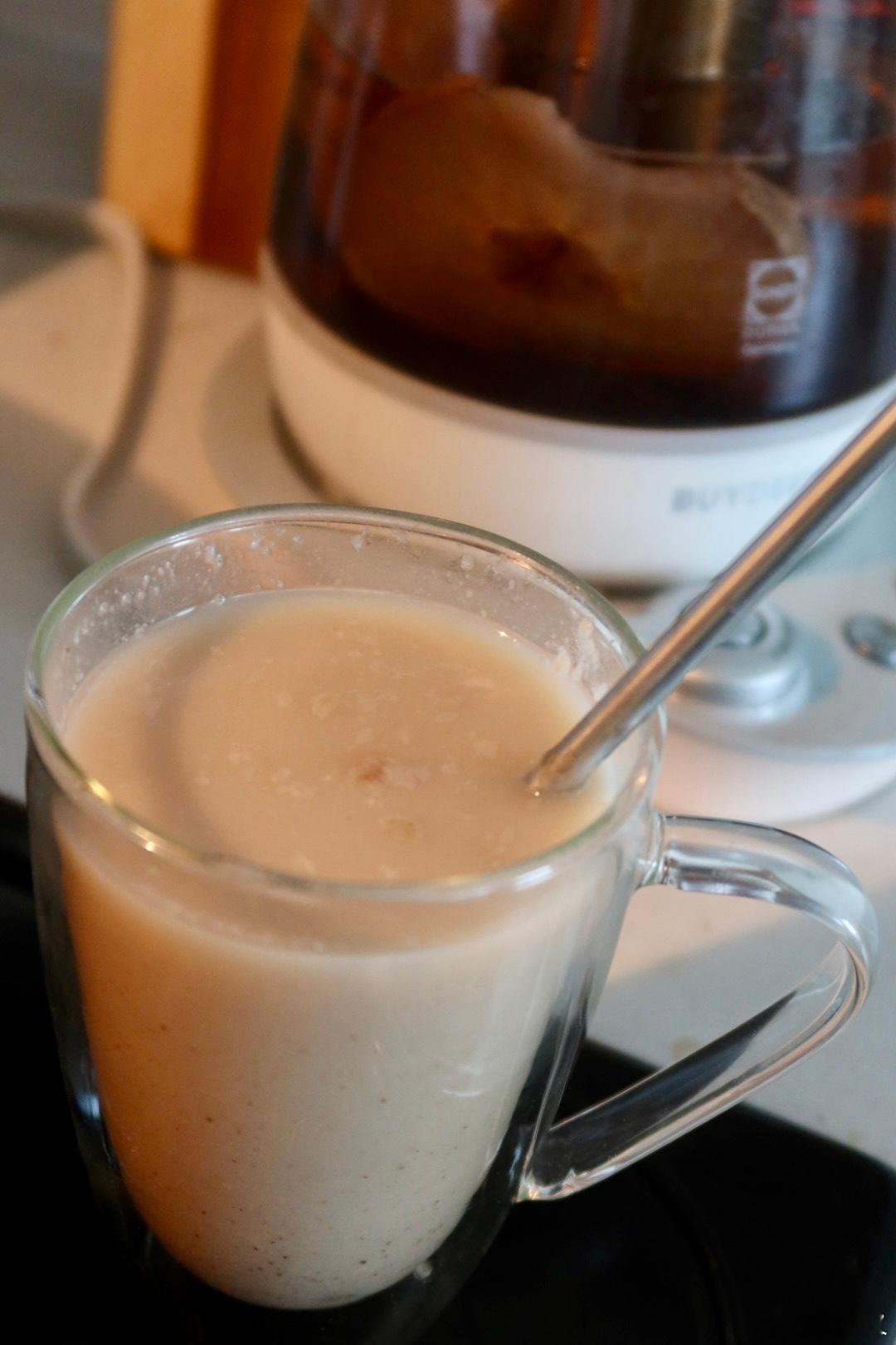 抗炎饮食day108✅再吃大米早餐：热梨水🍐冲垆土山药粉，之前都是用白开水冲，