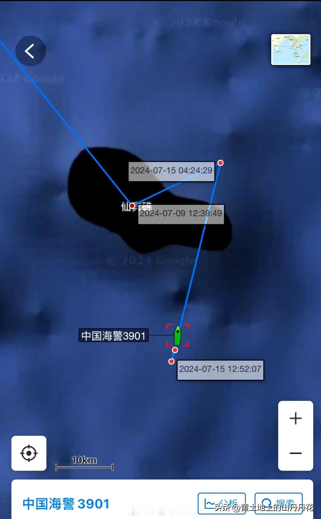 菲律宾海岸警卫队表示，7月17号，中国海警5901舰再次进入仙宾礁潟湖，距离在此