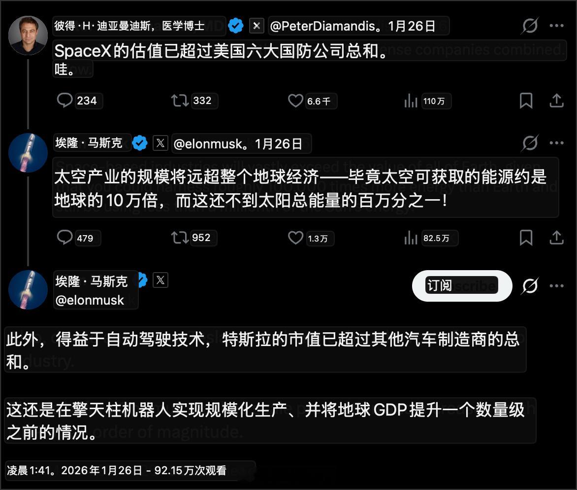马斯克 ：得益于自动驾驶技术，特斯拉的价值超过了汽车行业的其他所有公司。特斯拉特