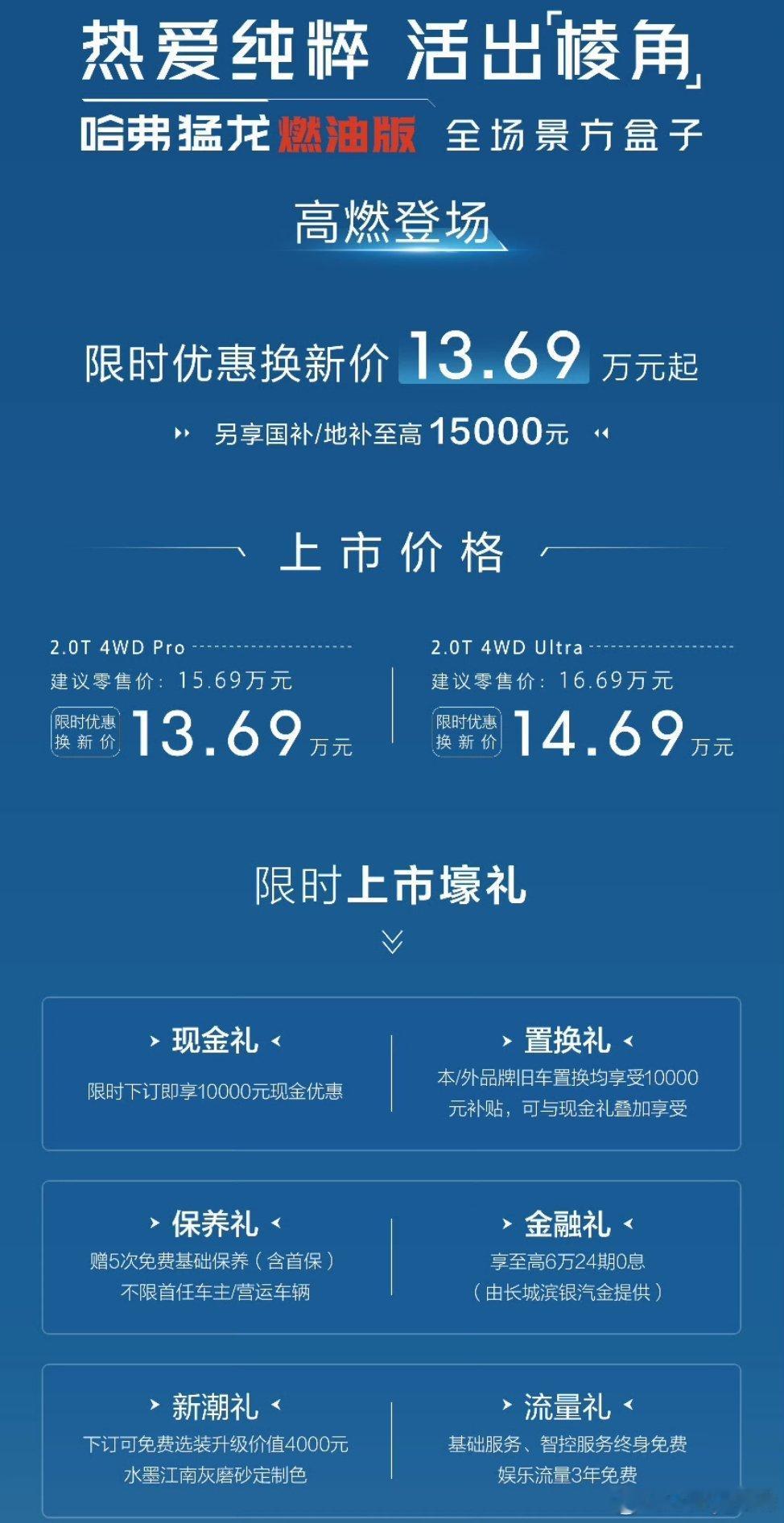 哈弗猛龙燃油版哈弗猛龙燃油版限时价格13.69和14.69万元！配备了自研的2.
