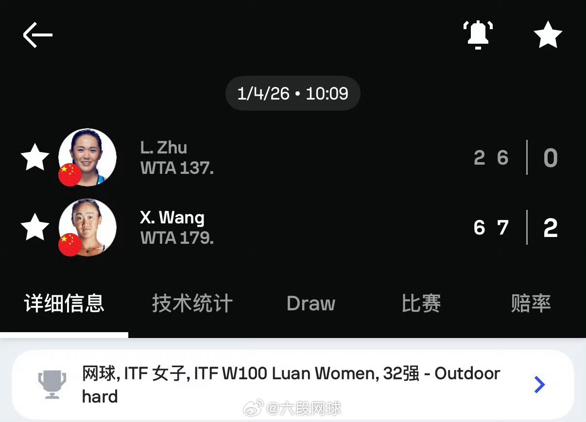 2026金安国际网球公开赛wta W100单打首轮王曦雨🇨🇳6-2/7-6（