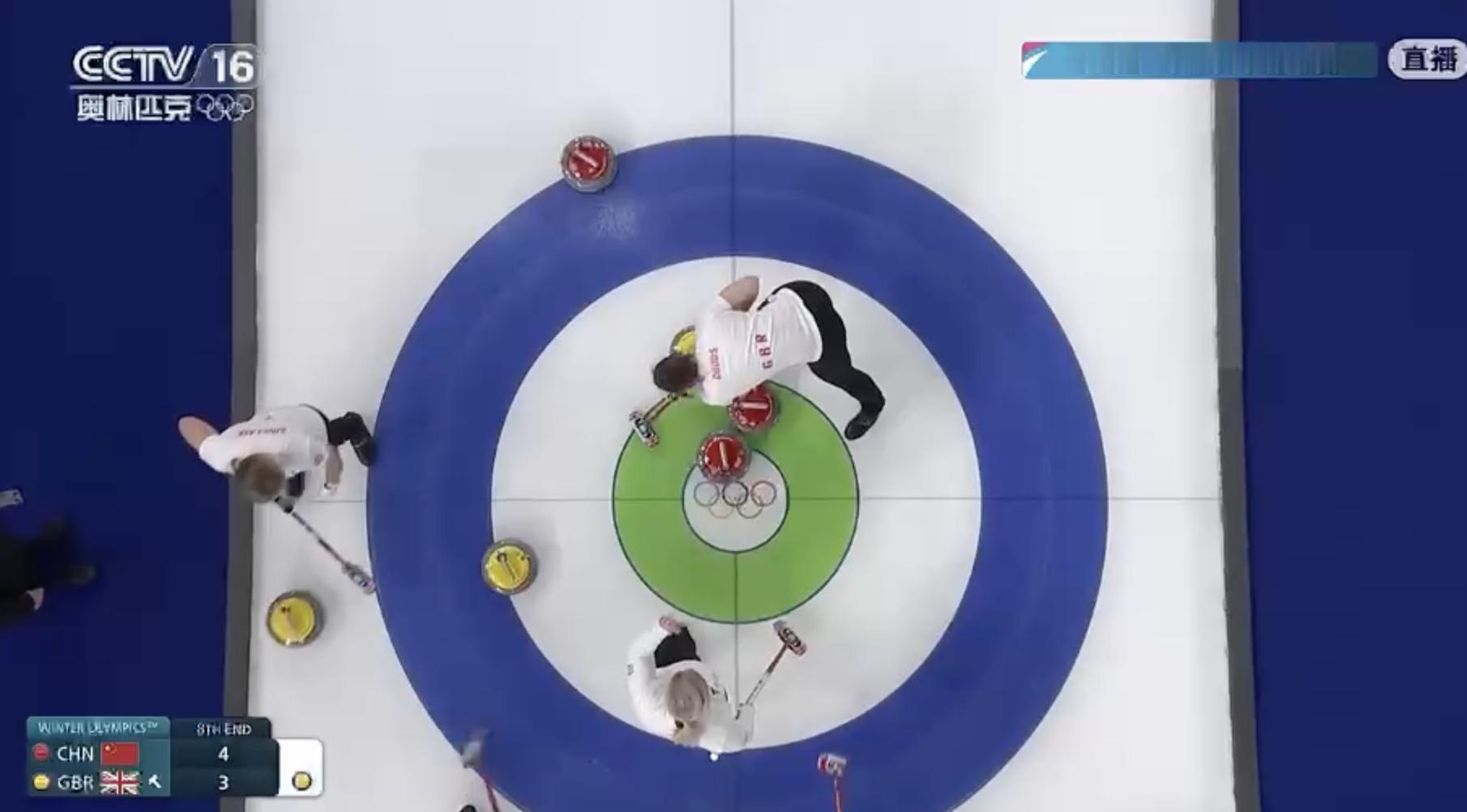 米兰冬奥会冰壶女子团体赛 中国队偷2分，8局过后6-3领先英国！冬奥会