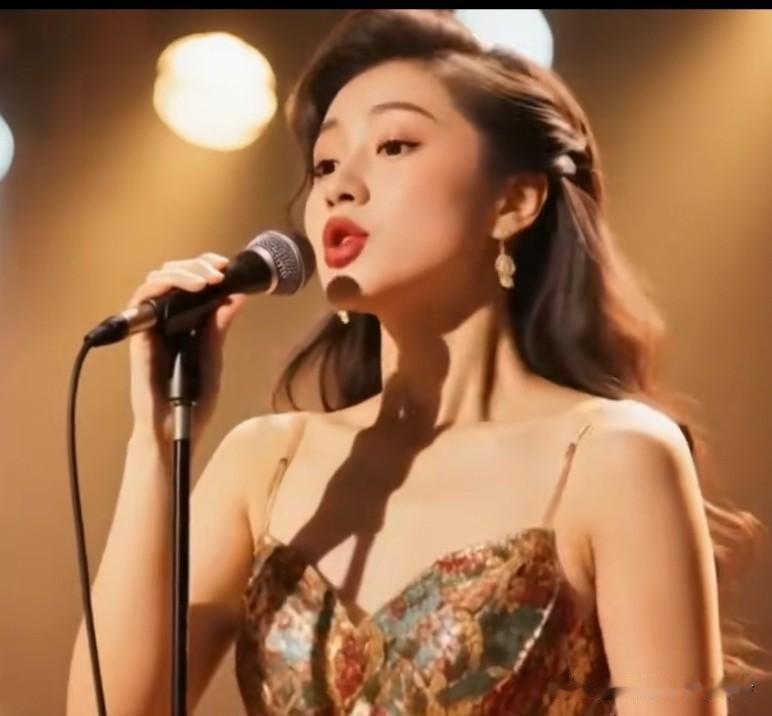 暖灯摇曳映娇颜，
轻执话筒韵意绵。
婉转歌声随风荡，
清音袅袅上云巅。
声声唱尽
