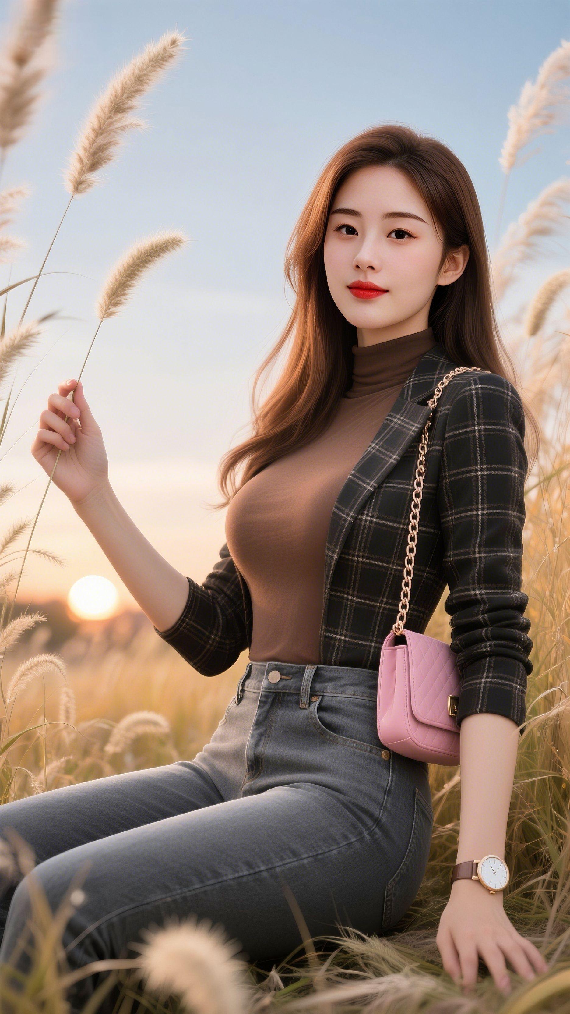 棕色系穿搭yyds！配着落日芦苇，氛围感直接拉满📸