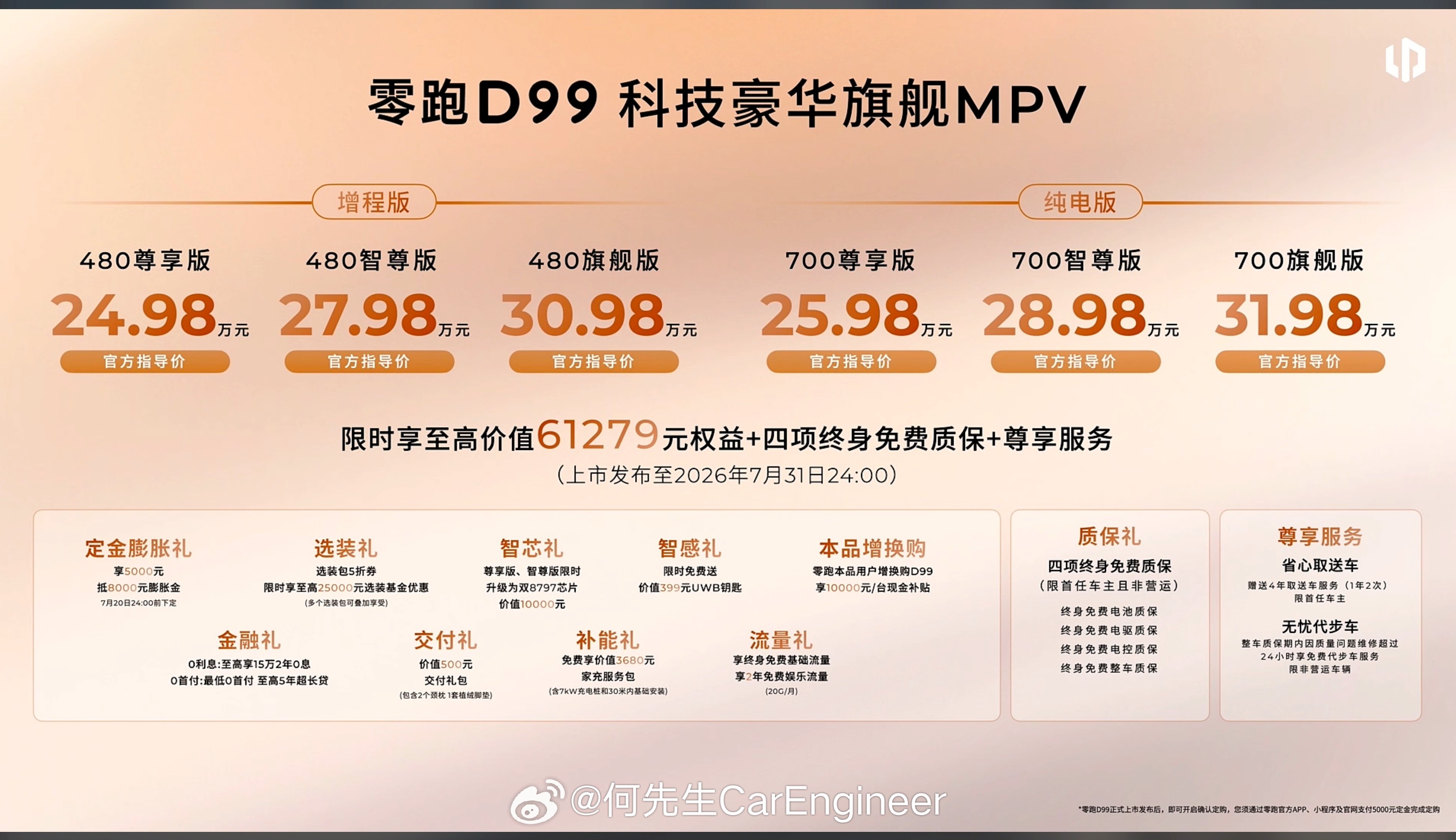 零跑d99价格20-30万级MPV市场从来不缺"堆料"选手，但是零跑D99仍有他