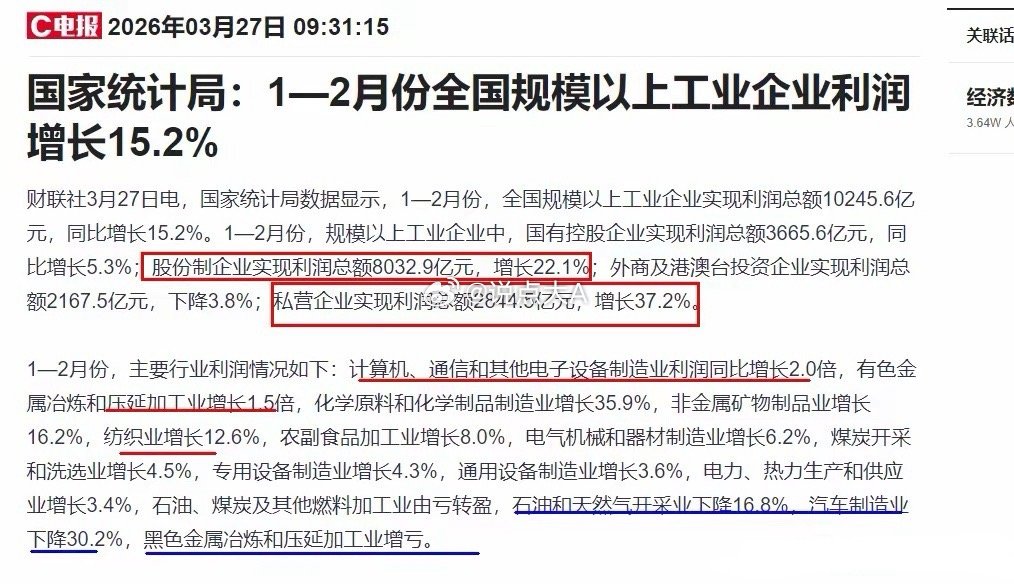 一季度A股这些行业业绩或将暴增，但这个行业业绩存在暴跌风险，请规避3月27日国家