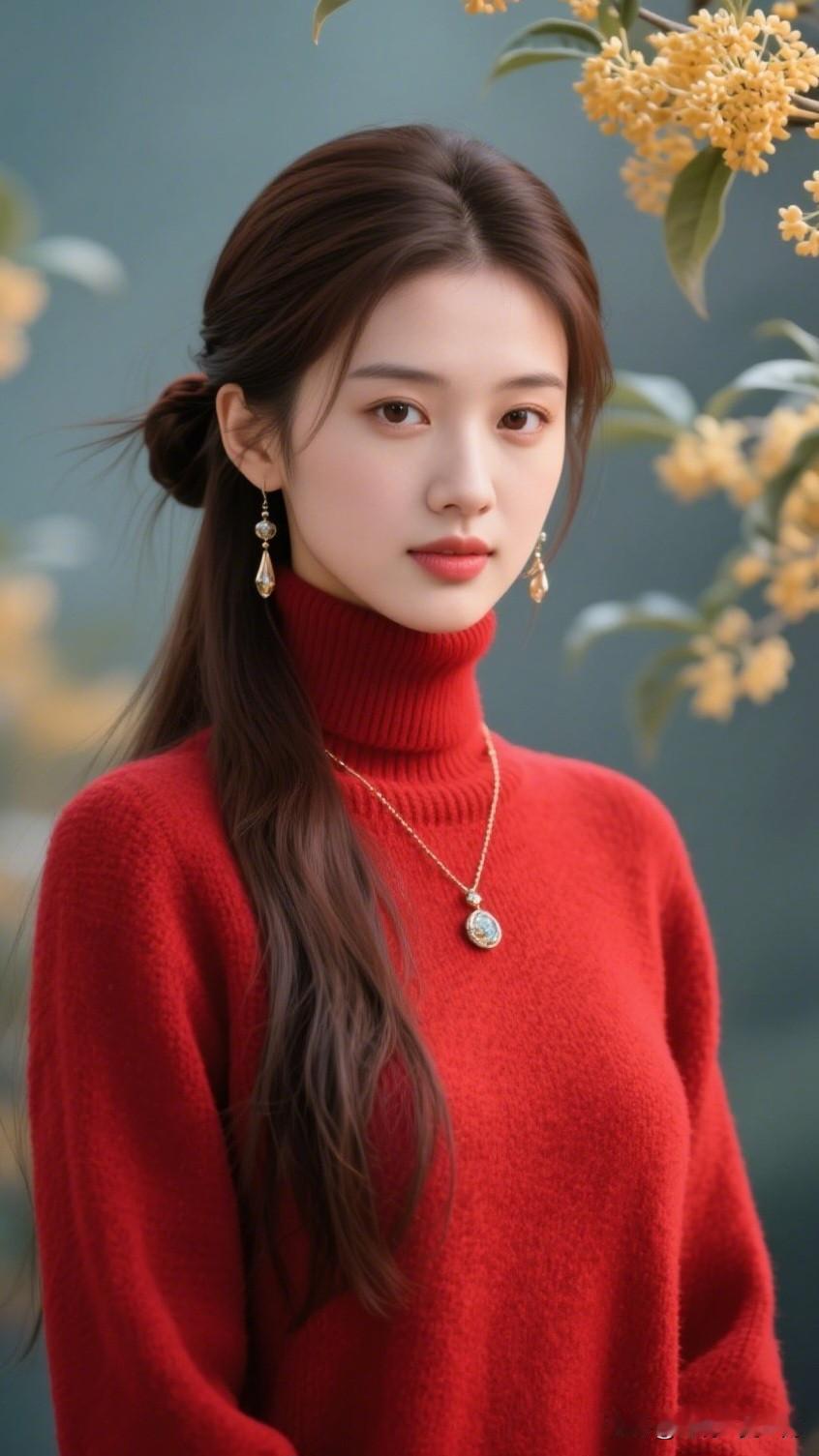 秋日暖阳下的红衣少女，温柔如水，美不胜收。红衣女星能有多绝