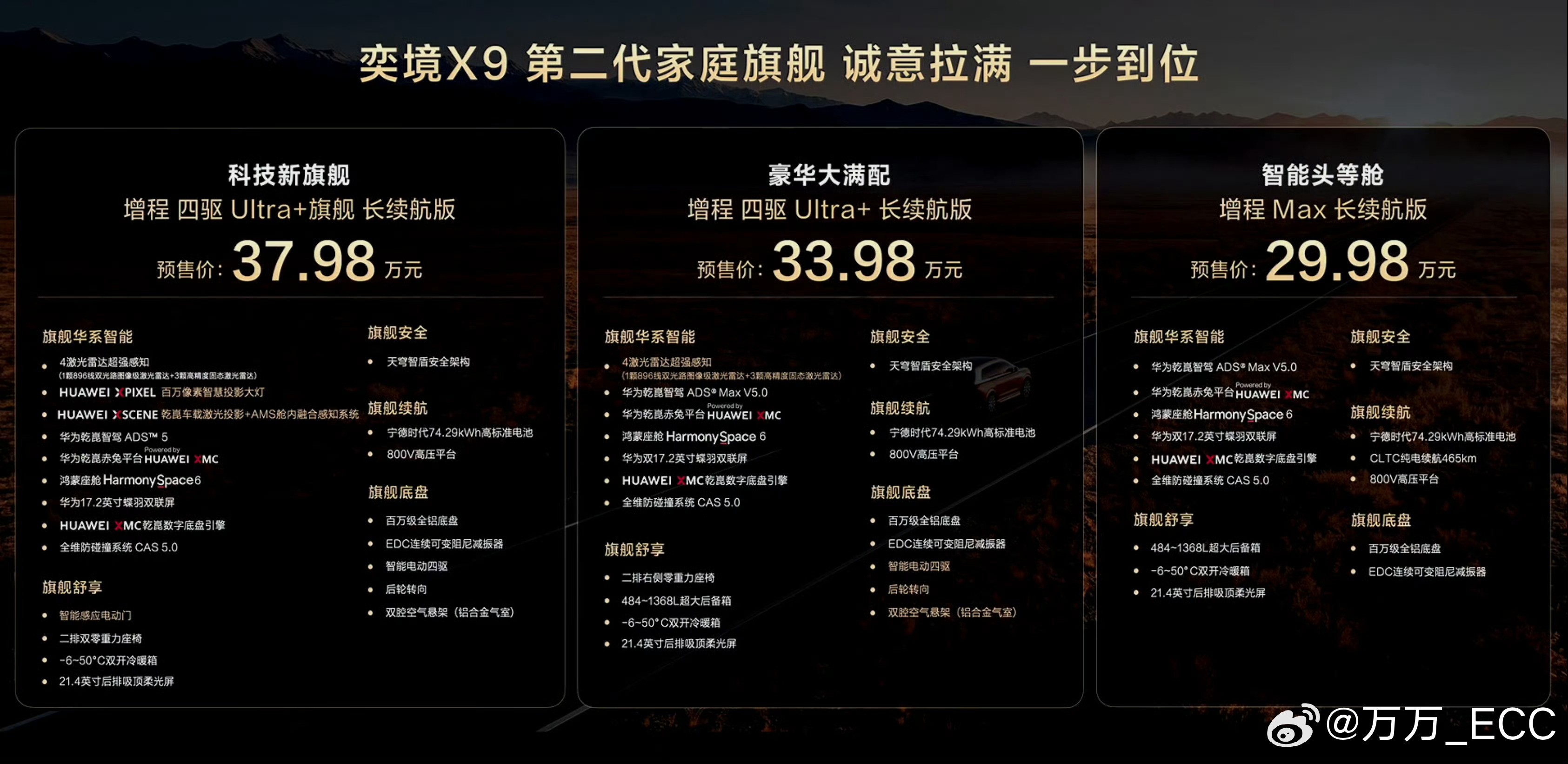 乾崑第二境的 9 系，起售价还是压到了 3 以内，而且这还是预售，正式上市肯定还